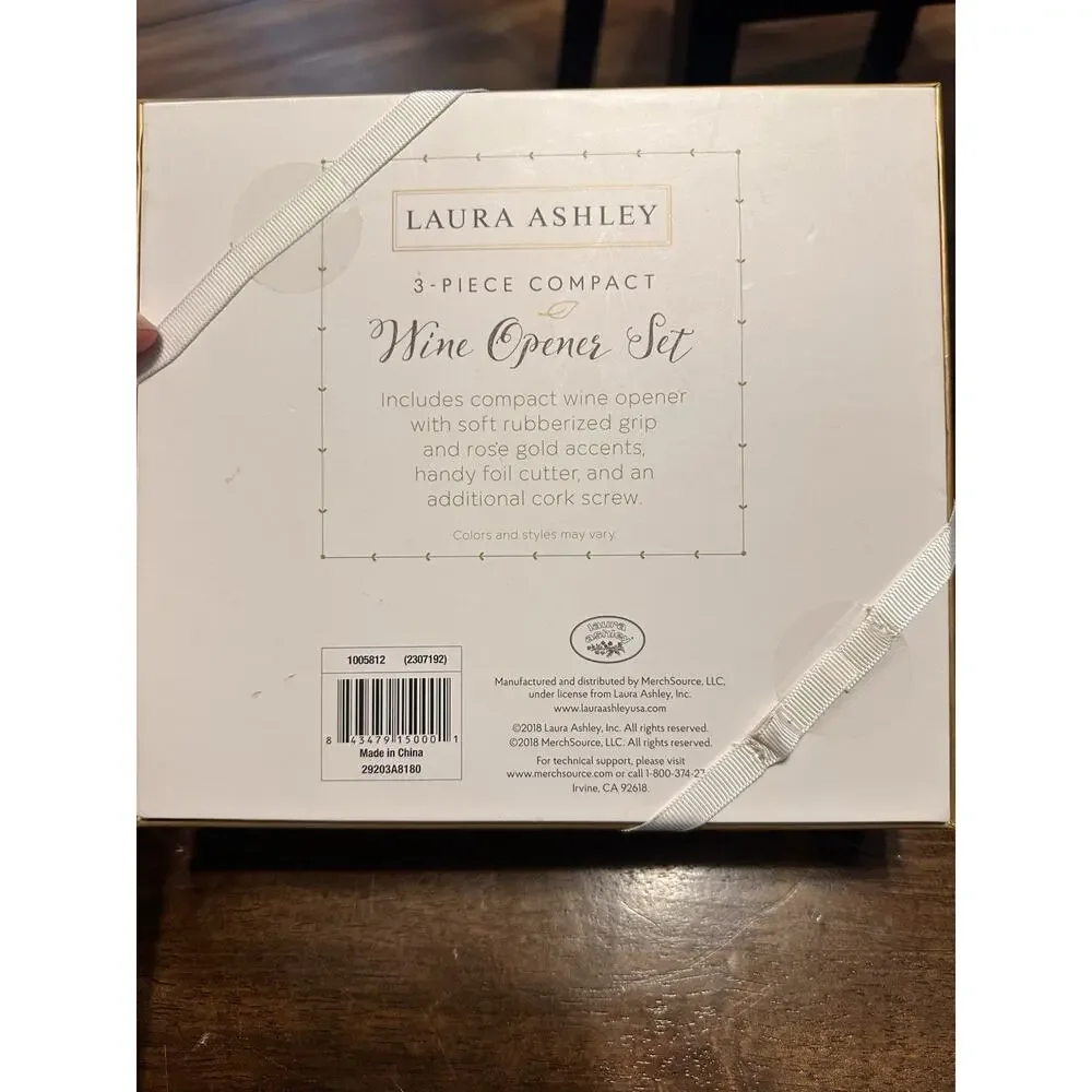 Laura Ashley NIP Wine Opener 3 Piece Compact Set Pink W/ Rose Gold Present GIFT